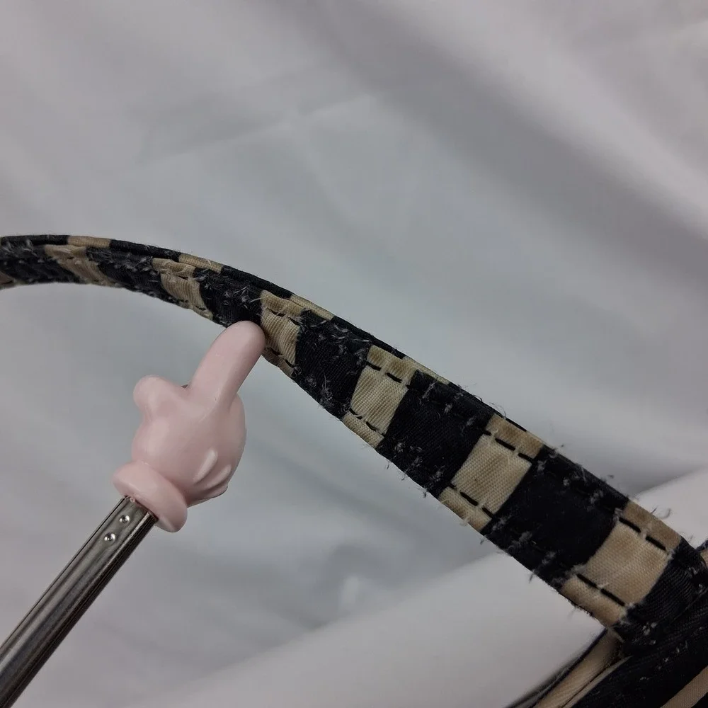 Kate Spade New York Black Cream Striped Satchel Crossbody Bag R00675